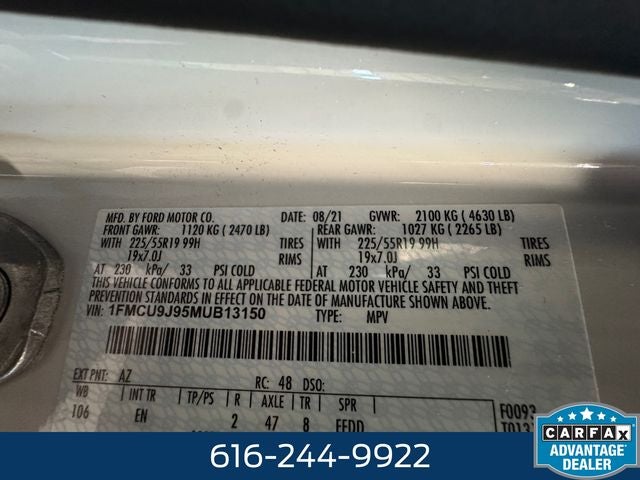 2021 Ford Escape Titanium 2.0 Liter EcoBoost Turbocharged AWD