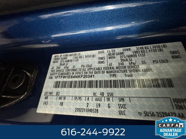 2022 Ford F-150 XLT 3.5 Liter V6 EcoBoost SuperCrew 4WD