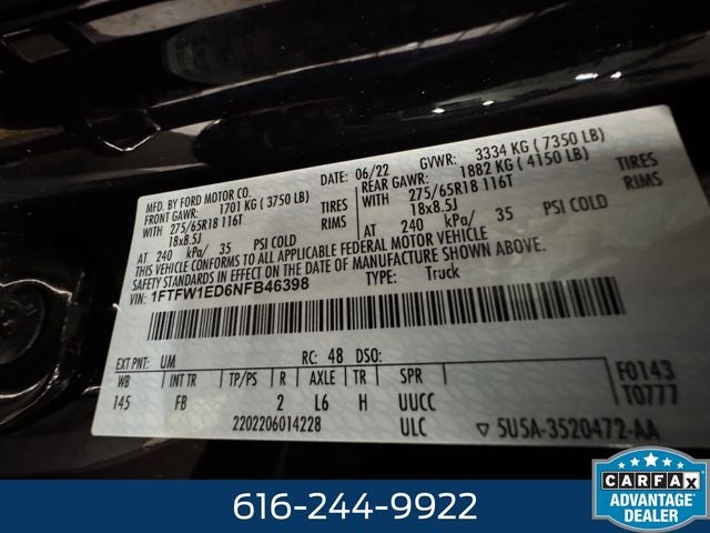 2022 Ford F-150 XLT 3.5 Liter V6 SuperCrew PowerBoost Hybrid 4WD