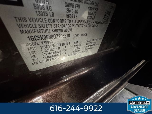 2016 Chevrolet Silverado 3500HD LTZ 6.6 Liter V8 Duramax Turbodiesel 4D Double Cab 4WD