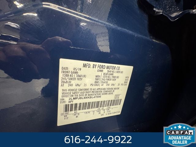 2019 Lincoln Nautilus Reserve 2.0 Liter Turbocharged AWD