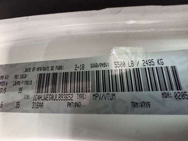 2018 Jeep Wrangler JK Unlimited Sahara 3.6 Liter V6 4D Automatic 4WD