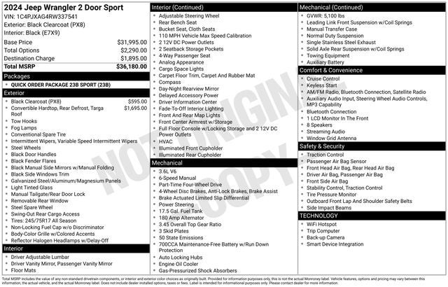 2024 Jeep Wrangler 2-Door Sport 4x4