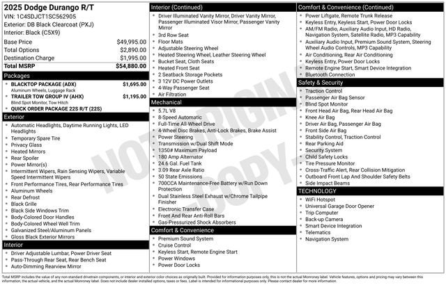 2025 Dodge Durango R/T 5.7 Liter V8 Hemi AWD