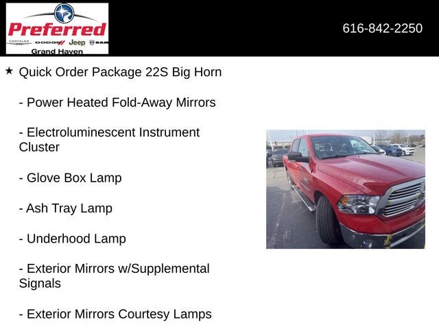 2016 RAM 1500 Big Horn 3.6 Liter V6 Crew Cab 4WD