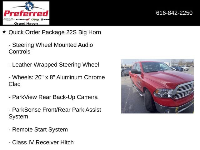 2016 RAM 1500 Big Horn 3.6 Liter V6 Crew Cab 4WD