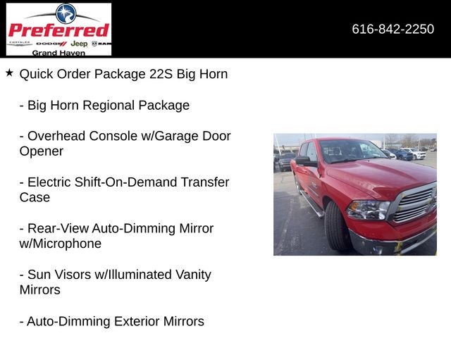 2016 RAM 1500 Big Horn 3.6 Liter V6 Crew Cab 4WD