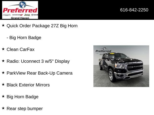2022 RAM 1500 Big Horn Crew Cab 4x4 5'7' Box