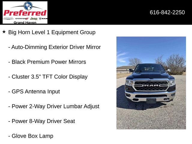 2022 RAM 1500 Big Horn/Lone Star 5.7 Liter V8 Hemi Crew Cab 4WD