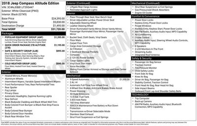 2018 Jeep Compass Altitude 2.4 Liter 4WD