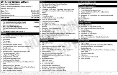 2019 Jeep Compass Latitude 2.4 Liter 4WD