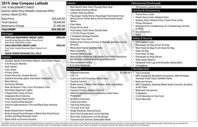 2019 Jeep Compass Latitude 2.4 Liter 4WD