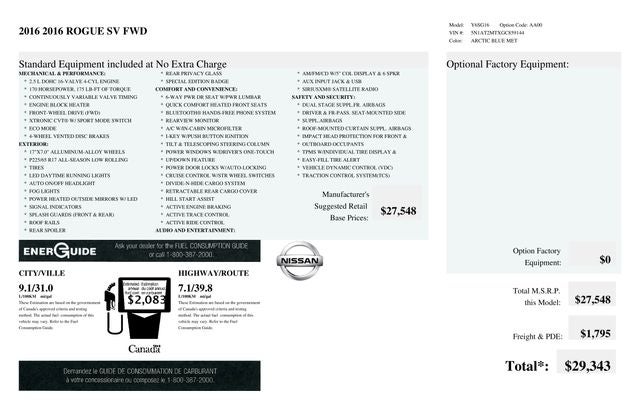 2016 Nissan Rogue SV 2.5 Liter FWD