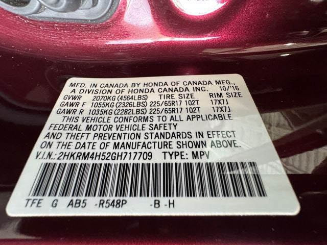 2016 Honda CR-V EX 2.4 Liter AWD